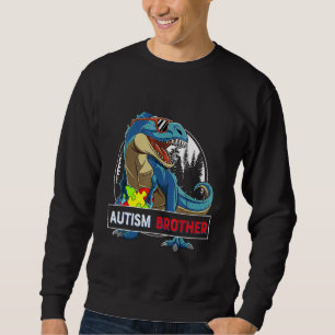 Autism Brother Dinosaur Puzzle Piece Autism Awaren Sweatshirt