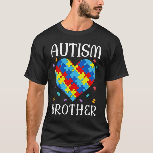 Autism Brother Matching Family Heart Autism Awaren T-Shirt (Front)