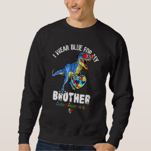 Autism Brother Wear Blue Dino Autism Awareness Kid Sweatshirt