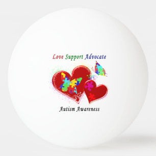 Autism Butterflies in Hearts Ping Pong Ball