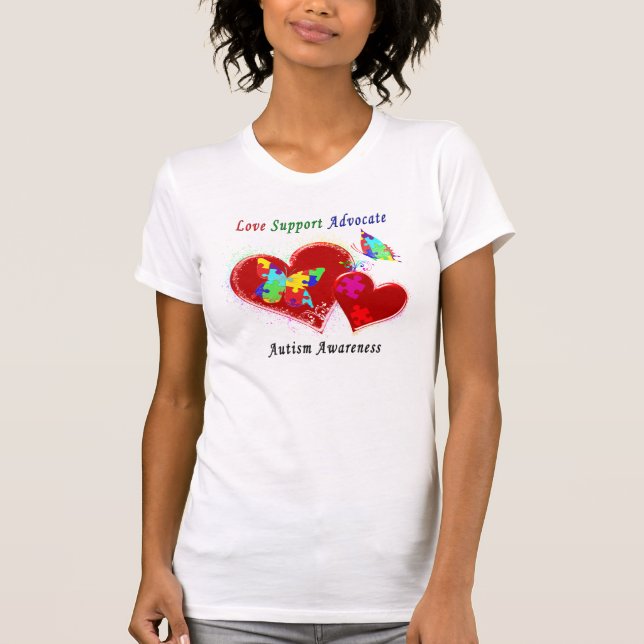 Autism Butterflies in Hearts T-Shirt (Front)