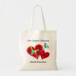Autism Butterflies in Hearts Tote Bag