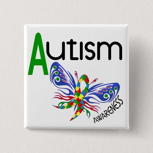 AUTISM Butterfly 3.1 15 Cm Square Badge (Front)