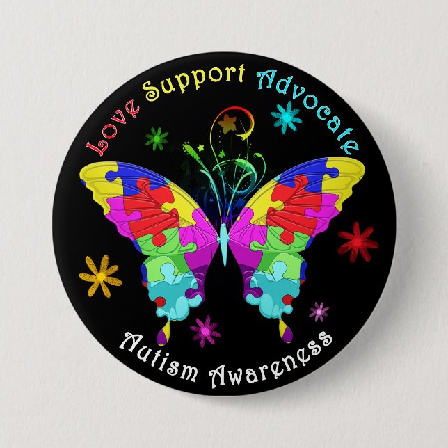 Autism Butterfly 7.5 Cm Round Badge (Front)