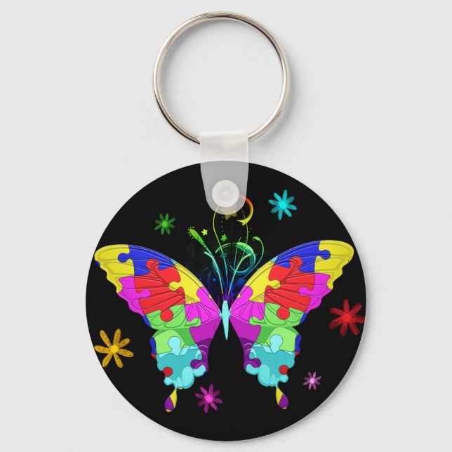 Autism Butterfly Key Ring (Front)