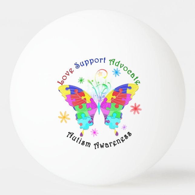 Autism Butterfly Ping Pong Ball (Back)