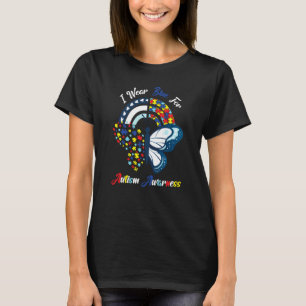 Autism Butterfly Rainbow I Wear Blue For Autism Aw T-Shirt