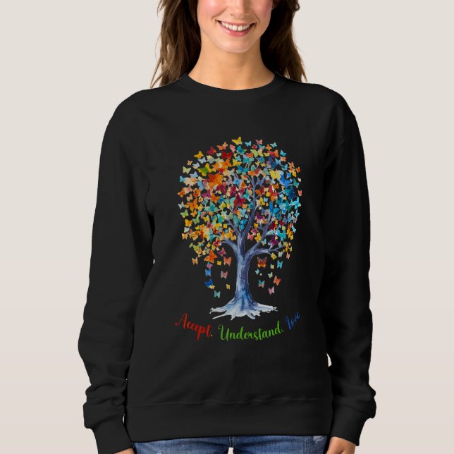 Autism Butterfly Tree - Acceptance, Understanding, Sweatshirt (Front)