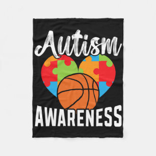 Autism Bysketbyll Autism Warrior Bysketbyll Player Fleece Blanket