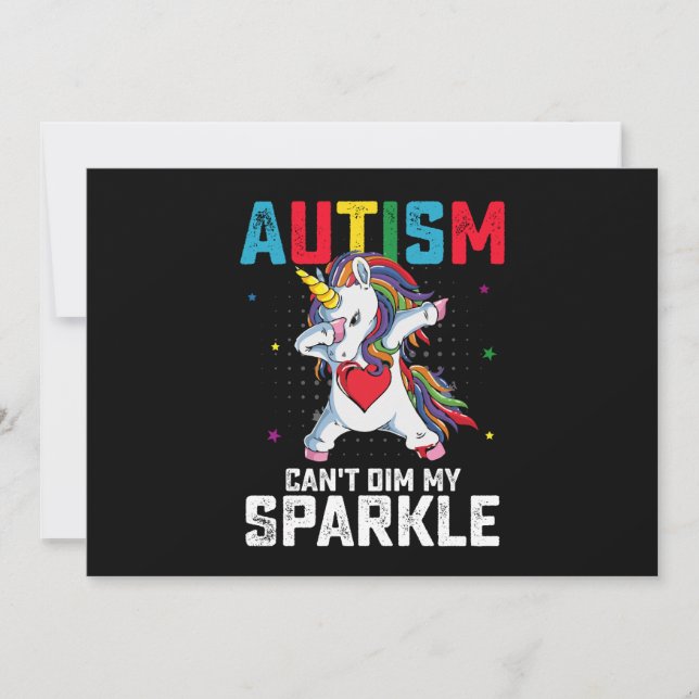 Autism Can't Dim My Sparkle Unicorn Awareness Invitation (Front)