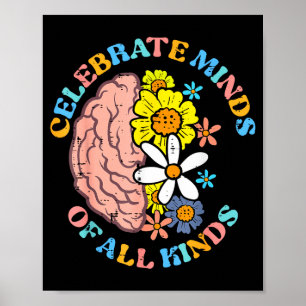Autism Celebrate Minds Of All Kinds Awareness Wome Poster