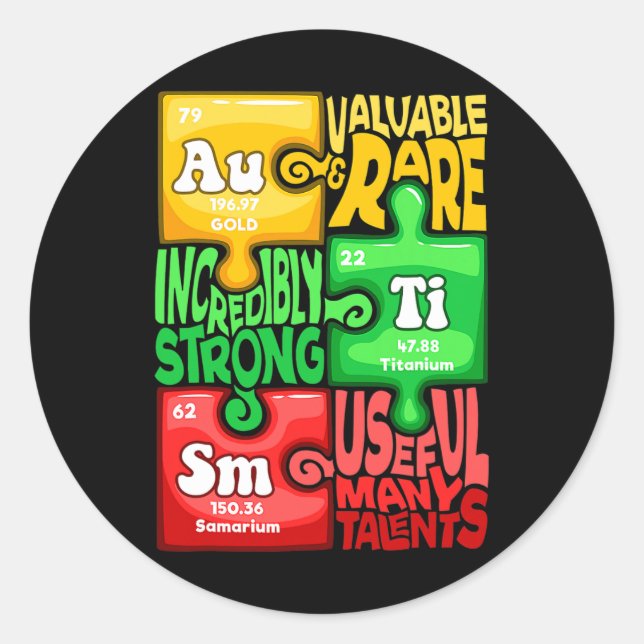 Autism Chemical Element  Classic Round Sticker (Front)