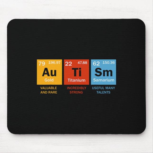 Autism Chemistry Periodic Table Elements Autism Aw Mouse Pad (Front)