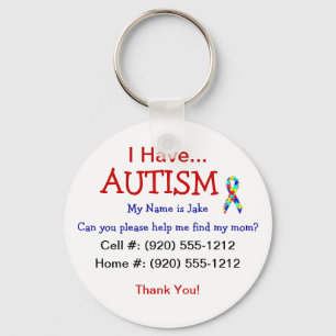 Autism Child ID Zipper Pull (Changeble Text) Key Ring