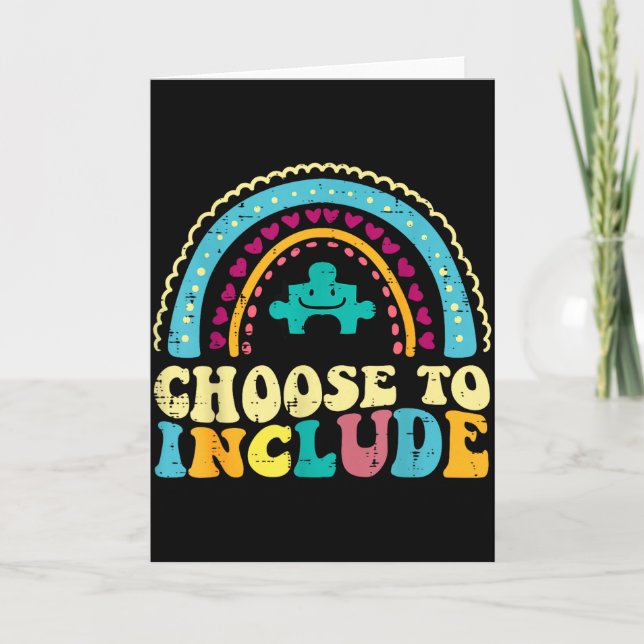 Autism Choose To Include Retro Aware Groovy Women  Card (Front)
