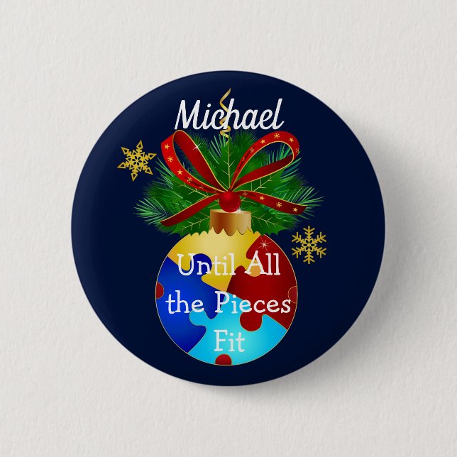 Autism Christmas Bauble 6 Cm Round Badge (Front)