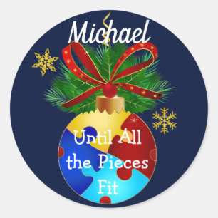 Autism Christmas Bauble Classic Round Sticker