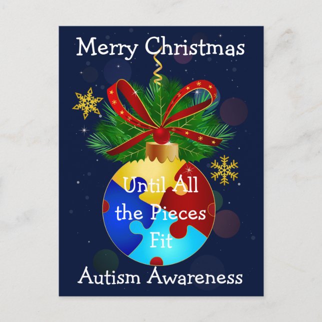 Autism Christmas Bauble Postcard (Front)