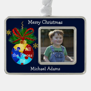 Autism Christmas Bauble Silver Plated Framed Ornament