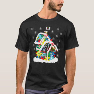 Autism Christmas Gingerbread House ASD Puzzle Piec T-Shirt