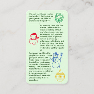 Autism Christmas Girl Business Card