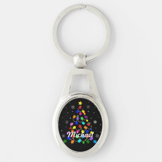 Autism Christmas Tree Key Ring (Front)