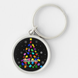 Autism Christmas Tree Key Ring