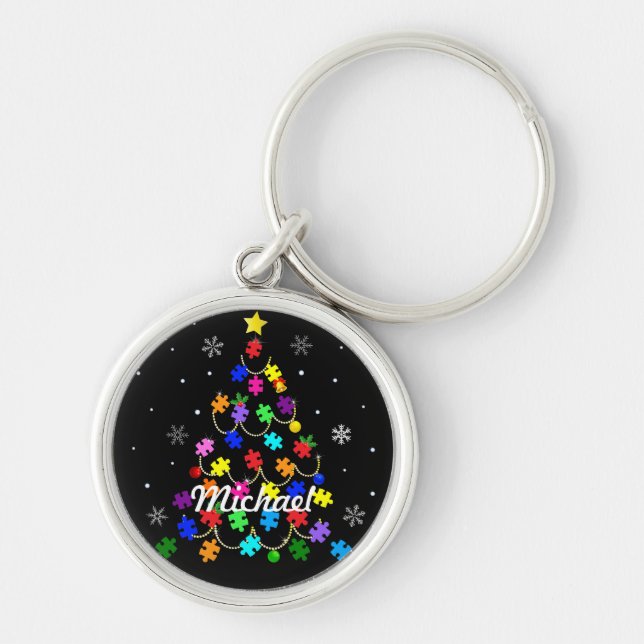 Autism Christmas Tree Key Ring (Front)