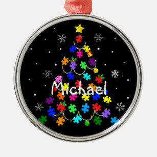 Autism Christmas Tree Metal Ornament