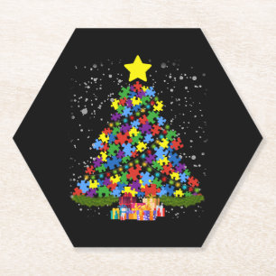 Autism - Christmas Tree Paper Coaster