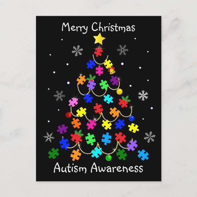 Autism Christmas Tree Postcard (Front)