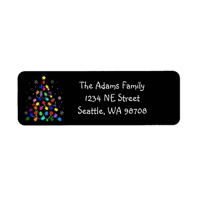 Autism Christmas Tree Return Address Label (Front)
