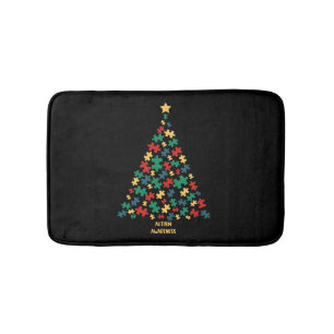 Autism christmas tree xmas autism awareness bath mat