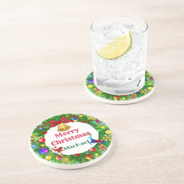 Autism Christmas Wreath Coaster (Side)
