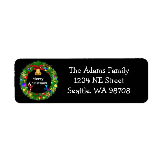 Autism Christmas Wreath Return Address Label (Front)