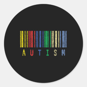 Autism Colourful Barcode Support Autistic Kids Awa Classic Round Sticker