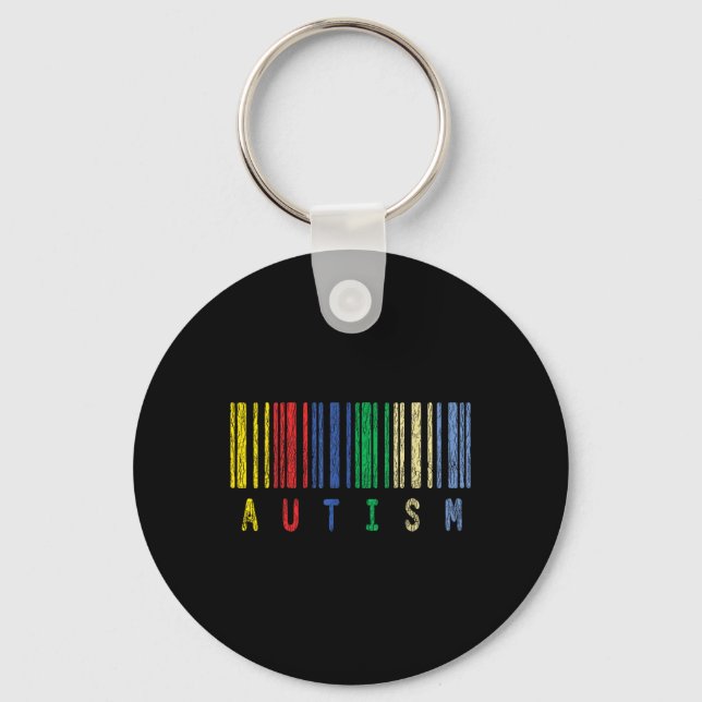 Autism Colourful Barcode Support Autistic Kids Awa Key Ring (Front)