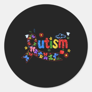 Autism Coquette Bow It's Okay To Be Different Classic Round Sticker