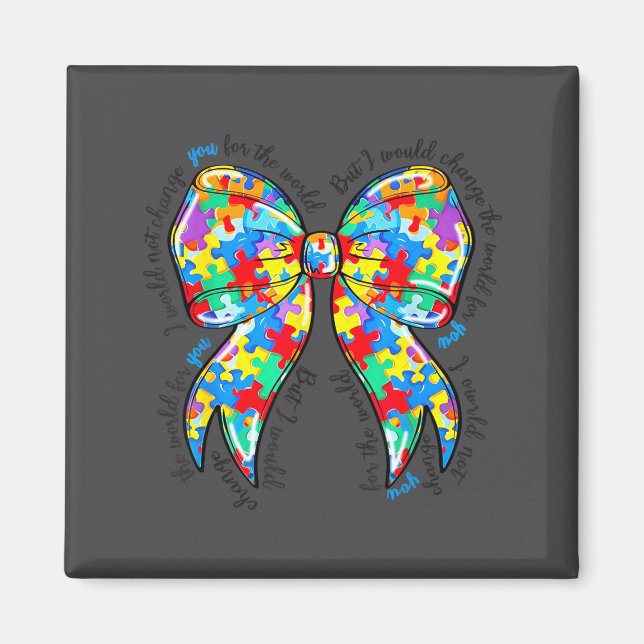 Autism Coquette Bow Puzzle Autism Awareness Proud  Magnet (Front)