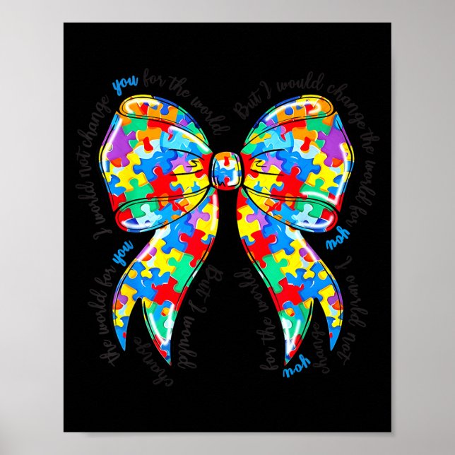 Autism Coquette Bow Puzzle Autism Awareness Proud  Poster (Front)