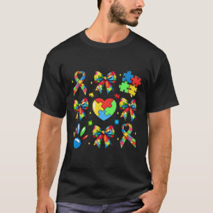 Autism Coquette Bow Puzzle Ribbon Autism Mama Neur T-Shirt