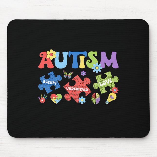 Autism Coquette Bow Puzzles Accept Understand Love Mouse Pad (Front)