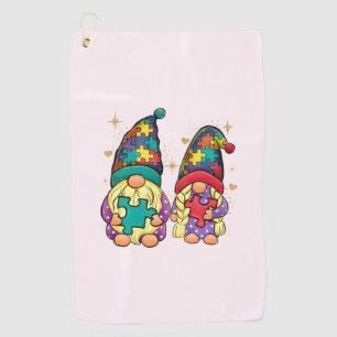 Autism Couple Gnome Golf Towel
