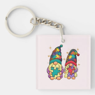 Autism Couple Gnome Key Ring