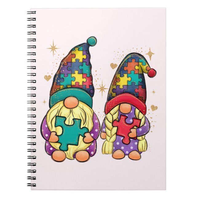 Autism Couple Gnome Notebook (Front)