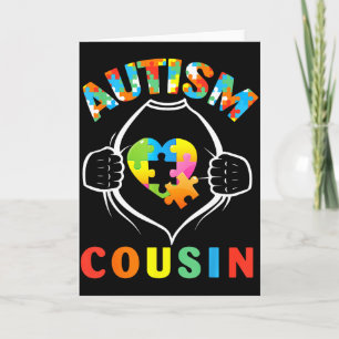 Autism Cousin Superhero Puzzle Heart Awareness Sup Card