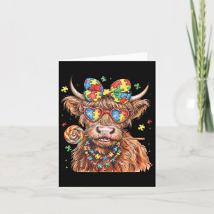 Autism Cow Coquette Bow Card