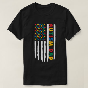 Autism Dad American Flag, autism awareness T-Shirt