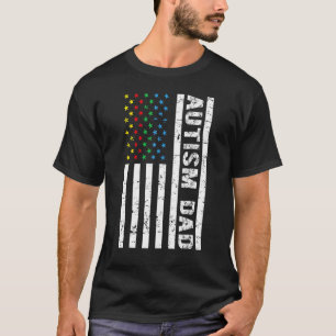 Autism Dad American Flag Awareness Colours Father' T-Shirt