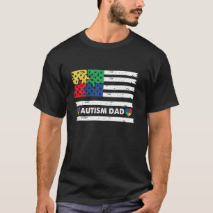Autism Dad American Flag USA T-Shirt